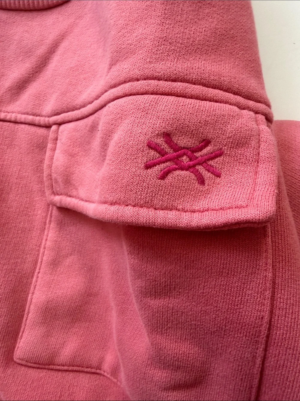 United Colors Of Benetton Pink Crewneck Sweater with Front Flap Pockets